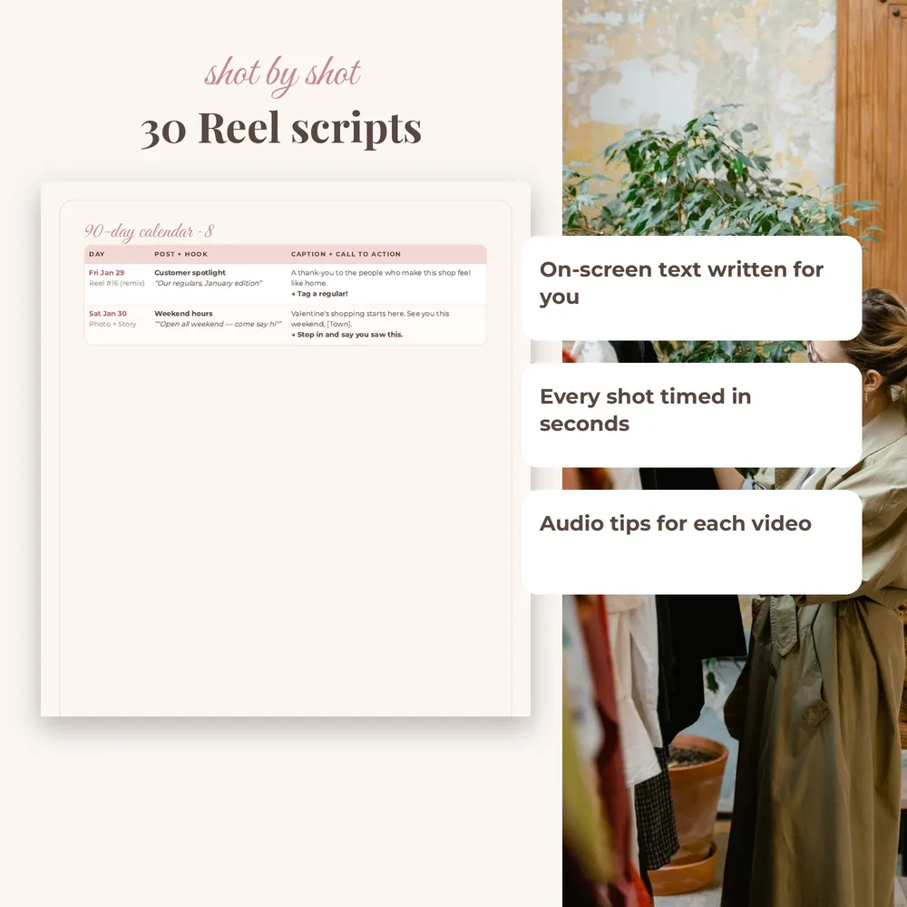 Boutique Holiday Content Kit: Reel scripts